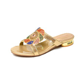 Diamond Sandals, Women's High-Heeled Slippers, Summer Rough Heels With Diamond-Encrusted Crystals, Fashionable Heels, Sandals And