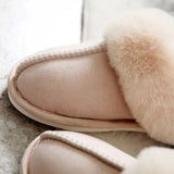 2023 New Fluffy Home Slippers Women Flat Heels Non Slip Winter Cotton Shoes Woman Indoor Faux Suede Plush Couple