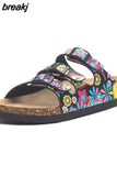 New Summer Women Buckle Cork Slipper 2023 Casual Mixed Color Outside Non-slip Beach Slides