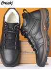 New Men Waterproof Ankle Boots Winter Warm Plush Snow Outdoor Sneaker Work Male Rubber