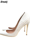 Pumps Famous Brand Designer Shoes for Women Snake's Pattern Pointed Toe Sexy High Heels 12 cm plus size YG021