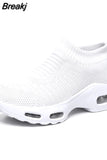 Women Sneakers 2023 Spring Flat Shoes Slip on Platform Sneakers for Women Black Breathable Mesh Sock Sneakers