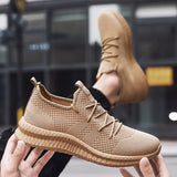 Men Running Shoes Breathable Lac-up Sport Shoes Lightweight Comfortable Walking Sneakers Black Tenis Masculino Zapatillas