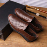 Fashion Formal Men Shoes Punch Lace Breathable Hollow Business Dress Shoes Genuine Leather Casual Sandals