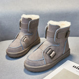 Women's Boots Winter Shoes Plush Warm Fur Boots Black Grey Ankle Booties Suede Snow Boots Punk Shoes Fashion