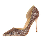 Breakj Sexy Nightclub Show Thin Women's Shoes Thin Heel High Heel Shallow Pointed Head Side Hollow Out