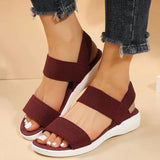 Women's Knit Elastic Cloth Wedge Sandals Slip On Lightweight Walking Sandals Women Plus Size Comfortable Summer Shoes Woman