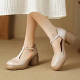 Breakj Thick Heel Sandals Women's 2024 New Summer Soft Skin Roman Thick Platform Mary Jane Shoes Hollow High Heels