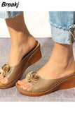 Casual Sandals Women Wedges Sandals Flowers Open Toe Fish Mouth Med Summer Women Shoes Fashion 2023 High Heel