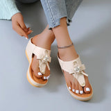 Breakj Women's Shoes 2023 Summer Beach Clip Ringtoe Flowers Platform Sandals Large Size
