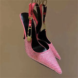 Stiletto Sandals For Women's Wedding Shoes Shiny Rhinestone Pumps Banquet Brand Pointed Toe High Heels Shoes For