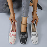 Autumn Breathable Mesh Geometric Wedges Sneakers Slip-On Low Heel Square Toe Lazy Shoes Vulcanized Loafers Zapatos De
