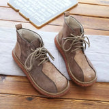 Retro Suede Thick-Soled Big Head Doll Shoes Autumn Winter Handmade Casual Short Boots Women Boots Harajuku Ankle