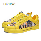 Spring Graffiti Yellow White Sneakers Women Flat Shoe Tennis Female Summer Casual Sport Vulcanized Shoes Woman basket