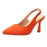 Womens High Heels Slingback Pumps Sexy Pointed Toe Stiletto Heel Sandals Women Summer 2023 Buckle Prom Dress Shoes Plus Size