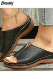 Women Wedge Slippers 2023 Casual Female Slides Lightweight Shoes Anti-slip Platform Retro Shoes Orthopedic Women