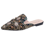 Breakj Baotou Cool Drag Female Summer Fashion Outside Wear 2023 New Korean Flat Shoes Rivets Shiny Pointed Half
