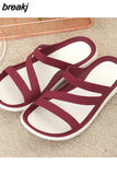 Summer Women Fashion Jelly Sandals Low Heel Peep Toe Shallow Slides Casual Beach Outdoor Female Ladies Slipper