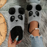 Breakj Autumn And Winter New Large-Size Lady Thick-Bottomed Slippers Temu Panda Pattern Cute And Cute And