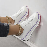 Breakj Casual Single-Shoe Women 2025 Spring And Autumn New Round Head Tie With Thick Bottom Low Help Canvas Single