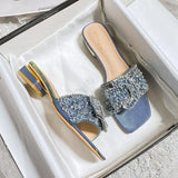Diamond Slippers Women Wear 2024 New Summer Flip-Flops Fairy Style Sandals One-Word Flip-Flops Large