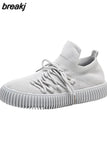Style Women and Men Lovers Shoes Flats Slip on Casual Autumn Sneakers Shoe Knitting Mesh Comfortable Shoe zapatillas