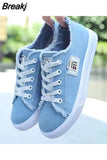 New Spring Summer Women Canvas Shoes flat sneakers women casual shoes low upper lace up white