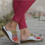 Women Sandals 2023 Summer Wedge Slip On Shoes Female Thick Bottom Slippers Beach Shoes Dropshipping Rome Retro Open Toe