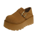 Breakj Women's New Vintage Vintage Retat One-Legged Lefu Shoes Round Headed Cotton Shoes In The Autumn And Winter