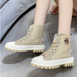 New Canvas Boots Women Autumn Winter British Style Fashion Thick Bottom Short Boots Women Casual