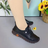 Breakj Women's Shoes Beef Rib Soft-Soled Sewing Mother Shoes Women Spring Summer Flat Sole Single Shoes Casual