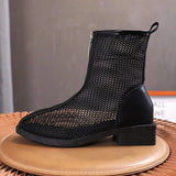Women's sandals 2023 new summer fashion hollow short front zipper mesh shoes