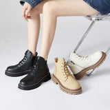 Platform Shoes Women's Short Leather Boots 2023 Autumn Luxury Ankle Boots Female Chunky Botins Free Shipping Large
