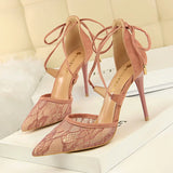 Breakj Sexy Heels Mesh Lace Cut Out