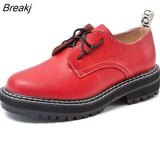 Women's Genuine Leather 2023 New Spring Autumn British Style Student Oxford Shoes Wild Thick Platform Ladies Large Size