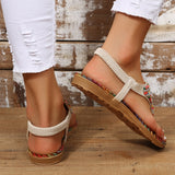 Style Flat Sandals for Women Summer 2023 String Bead Clip Toe Gladiator Sandals Woman Non Slip Beach Shoes Plus Size