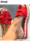 Sandals Women Heels Sandals with Wedges Shoes for Women Platform Sandals Summer Slippers Butterfly-knot Elegant Summer
