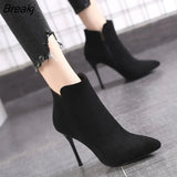 Boots Women 2023 Autumn/Winter High Heel Shoes Sexy Black Stiletto Pointed Toe Side Zipper Botines Casual Botas De