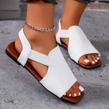 Women Flat Sandals 2024 Leather Slingbacks Sandal Rome Style High Quality Summer Ladies Shoes Open Toe White