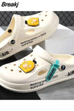 Men's Hole Shoes 2023 New Non-slip Thick-soled Casual Shoes Outerwear Beach Soft-soled Baotou Slippers Men's Slippers