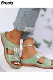 Sandals Comfortable Soft Slippers Women 2023 Embroider Flower Colorful Ethnic Flat Platform Open Toe Outdoor Beach