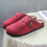 Hot Popular Women's Closed Toe Cork Slippers Mule Clogs Cork Sandals For Women Split Leather Garden Slides Cork