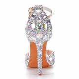 Queen Gladiator Buckle Strap Platform Sandals Women Rhinestone Wedding Shoes Summer Party Stiletto Pumps Thin High