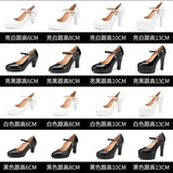 Platform High-Heeled Shoes Lacquered Leather Buckle Model Catwalk Etiquette Women's Shoes New Pointed Stilettos Professional Work