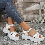Breakj High Heels Gladiator Sandals Woman Open Head Sexy Block Heel Platform Shoes Summer Buckle Size 35-43 Women