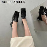 Women Casual Loafers Simple Style Square Toe Low Heels Pumps Fashion British Moccasin Female Slip On Shoes For Party Dress