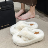 Size Woolen Slippers For Women In Autumn And Winter 2023 New Home Wear Plush And Thick Soles Cross Wool