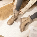 Women's Boots Winter Shoes Fur Boots Plush Warm Snow Ankle Booties Female Platform Chunky Botas Cow Suede