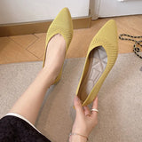 Women Pointed Shallow Flat Heel Shoes Fashion Loafers Soft Bottom Ballet Flats Classic Knit Mesh Non-slip Sole Barefoot