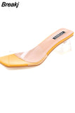 Summer Women Sandals Shoes Luxury Beach Ladies Pvc Clear Sandal Comfortable High Heels Woman Transparent Medium Heel